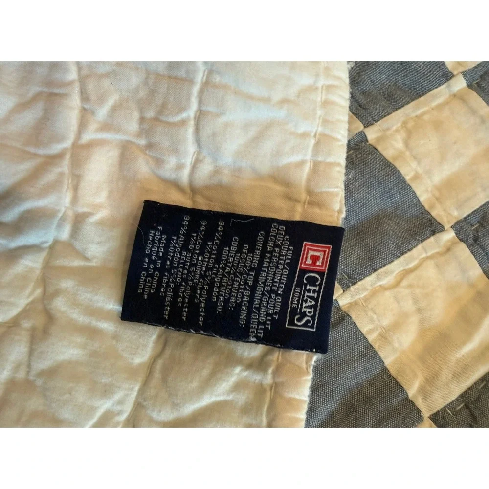 Blue and white check CHAPS Quilt. F/Q